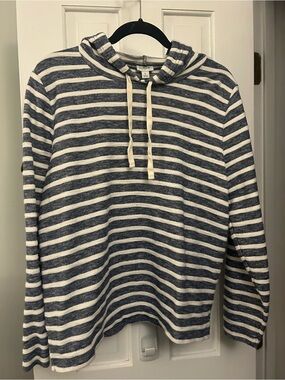 J. Crew Striped Hooded Top - Navy & White